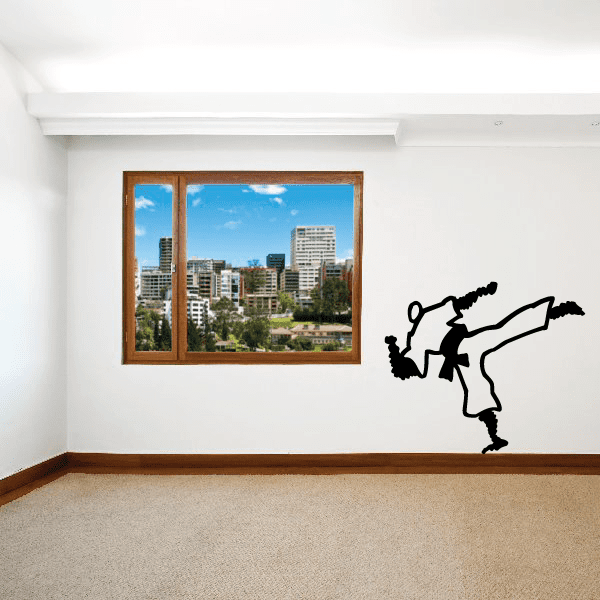 Karate wall decal: black karate fighter silhouette
