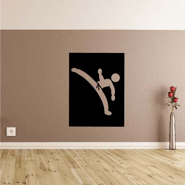 Karate wall vinyl decal: black silhouette karate fighter with round ball detail