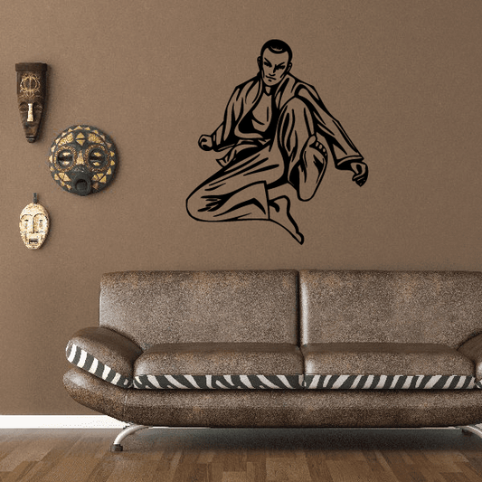Karate wall decal of a seated martial artist