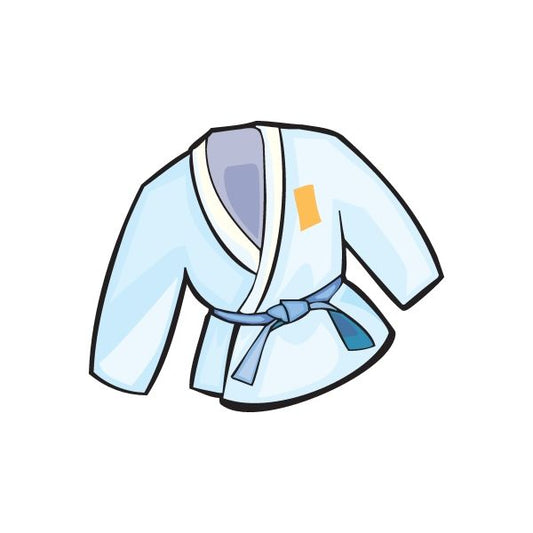 Karate gi jacket with blue belt vinyl decal sticker