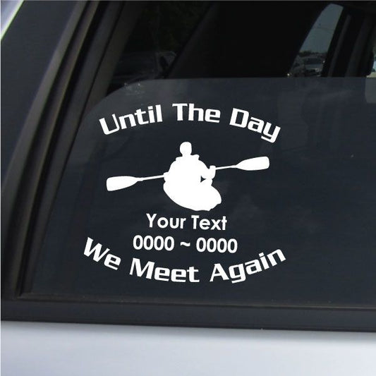 Memorial kayak decal with rower silhouette and remembrance text
