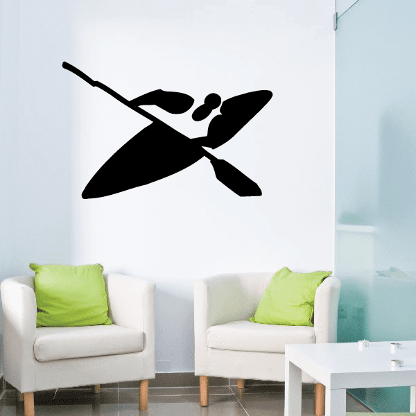 Black kayak wall decal with paddle graphic, vinyl car and wall sticker