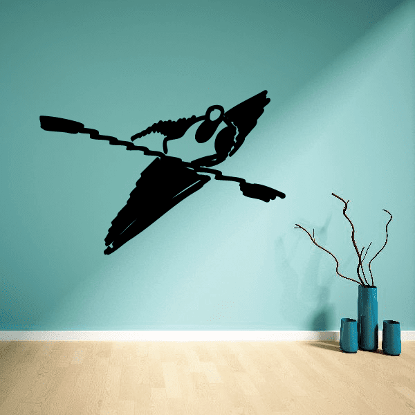 Black kayak wall vinyl decal silhouette