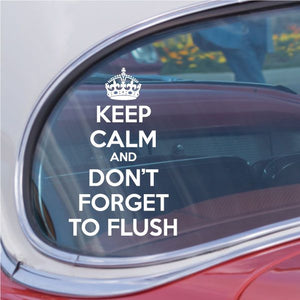 Bathroom decal with crown and text: KEEP CALM AND DON'T FORGET TO FLUSH