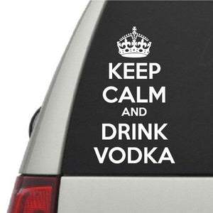 Black decal with crown icon and text KEEP CALM AND DRINK VODKA