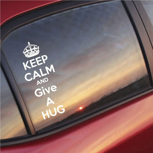 Hug-themed wall decal with crown icon and the text “KEEP CALM AND GIVE A HUG”