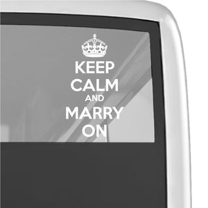 Vinyl wall decal with crown and stacked text: KEEP CALM AND MARRY ON