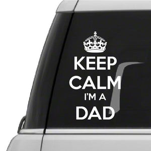 Black vinyl decal with crown and white text: KEEP CALM, I'M A DAD