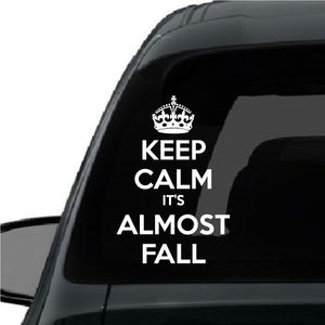 Keep calm It's almost fall car decal with crown and white text