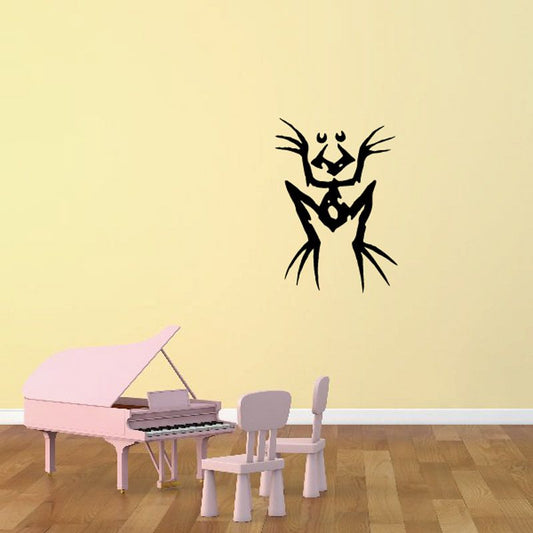 Kids alien frog wall decal, black cartoon design with spiky silhouette