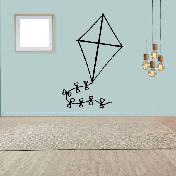 Kite vinyl decal sticker with diamond kite outline and ribbon tail