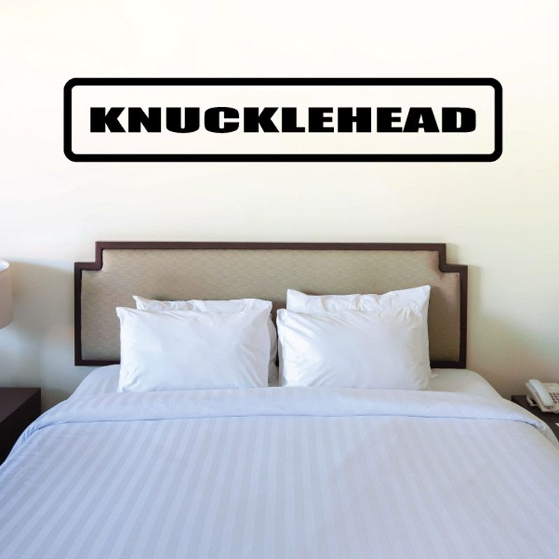 Knucklehead decal with bold black “KNUCKLEHEAD” text in a white-bordered rectangle