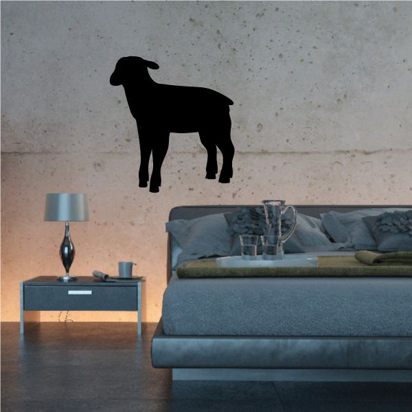 Black standing lamb silhouette wall decal