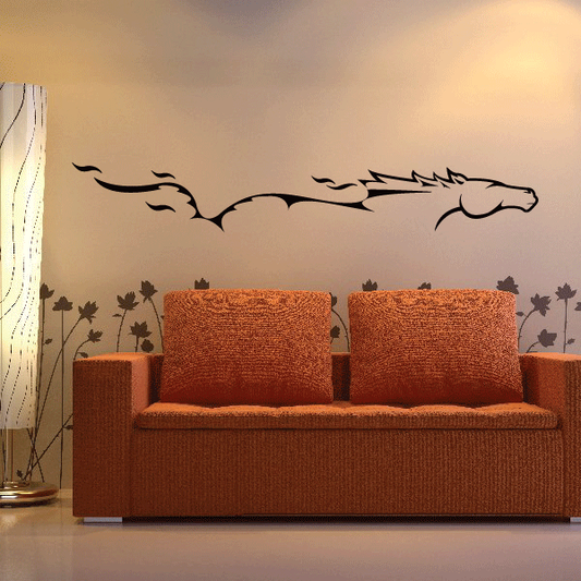 Landscape horse head wall decal with tree and leaf silhouettes