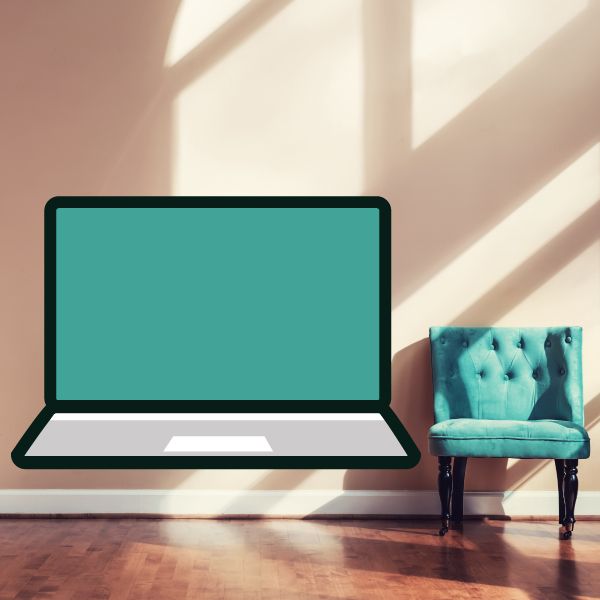 Laptop wall decal vinyl: open laptop icon with teal screen and keyboard