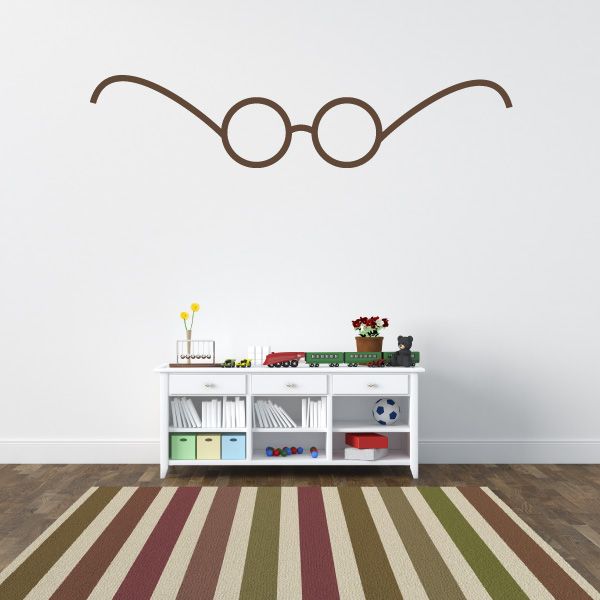 Large circle glasses decal with two round lenses and curved frame arms