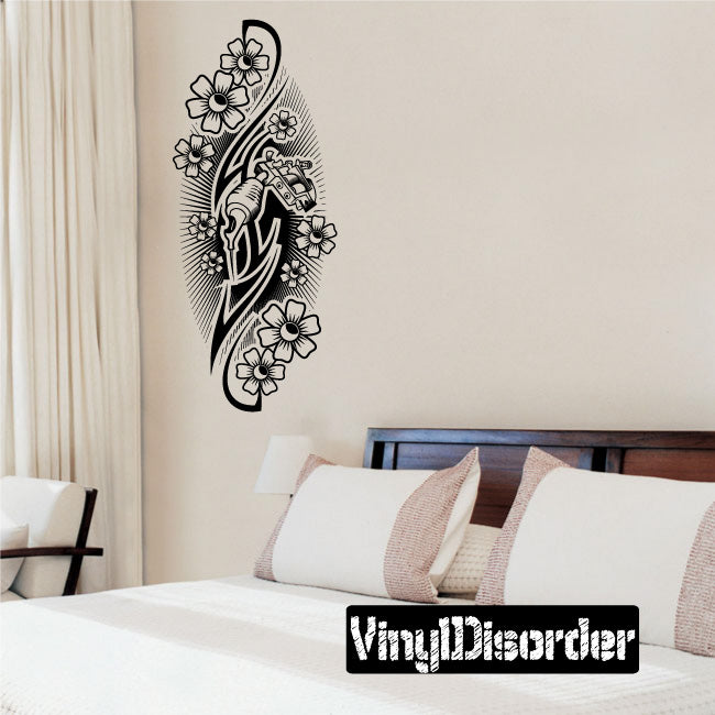 Bedroom wall adorned with large floral decals from the 'Large Flower Decals' collection
