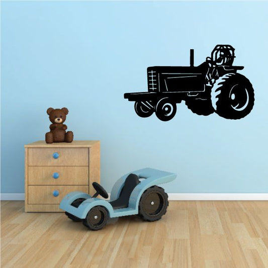 Large tractor decal with black outline tractor silhouette