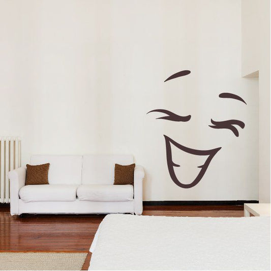Image of Laughing Face Expression Wall Decal - Vinyl Decal - Car Decal - Idcolor080