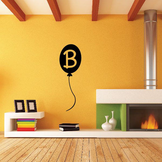 Letter B balloon decal with black balloon and yellow letter