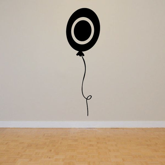 Letter O balloon wall decal, black balloon with white ring and attached string