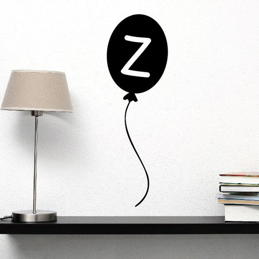 Letter Z balloon decal with black balloon and white Z lettering