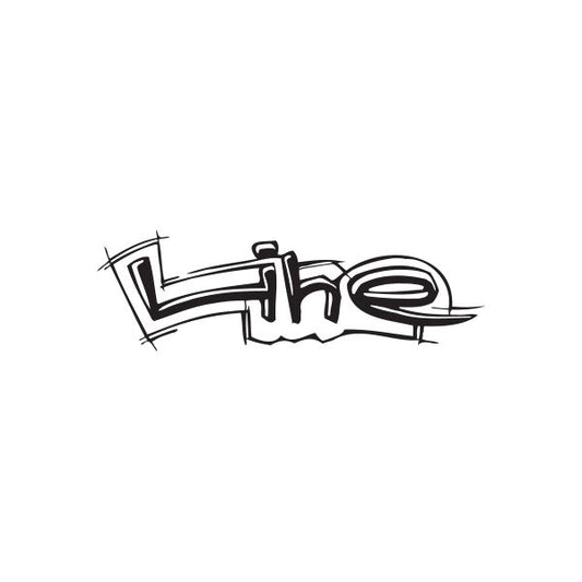 Black line graffiti decal with outlined abstract lettering
