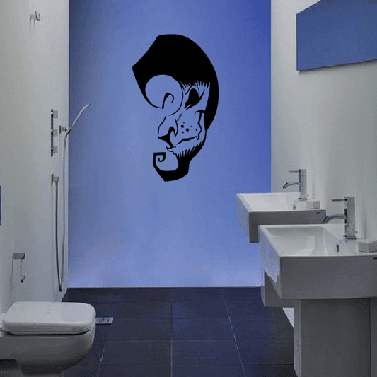Black lion face moon wall decal silhouette