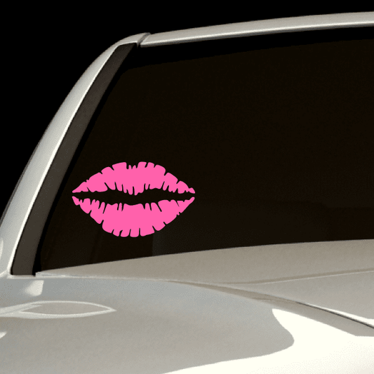 Pink lips vinyl decal with cupid’s bow and glossy outline