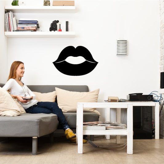 Lips decal with bold black kissing lips