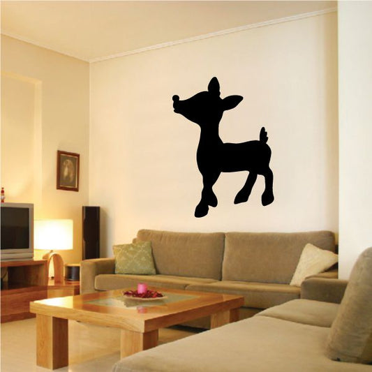 Reindeer silhouette wall decal, black standing figure with antlers