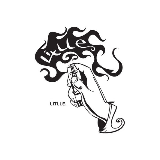Black spray paint can decal featuring a stylized figure holding a small can