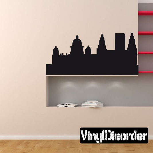 Liverpool skyline wall decal with black city silhouette