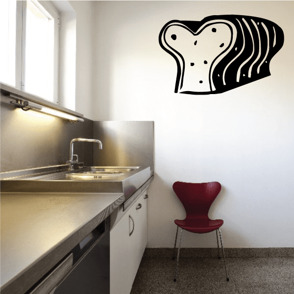 Bread loaf decal wall sticker, black outline cream slices