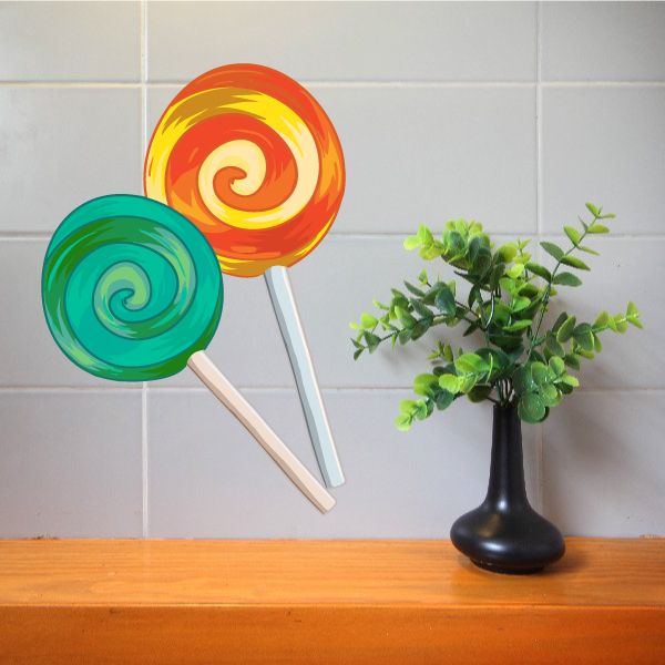 Candy lollipop wall decals, colorful swirled lollipops on sticks