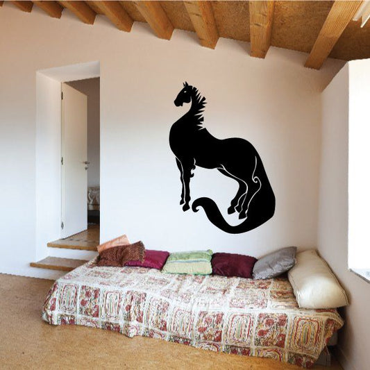 Elegant horse silhouette wall decal, black