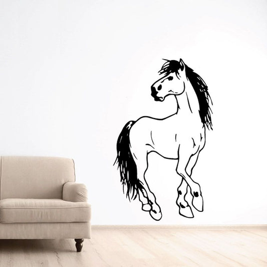 Horse silhouette decal with standing Quarter Horse design, black and white