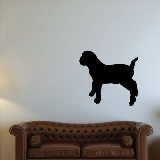 Goat silhouette decal with head turned left, black