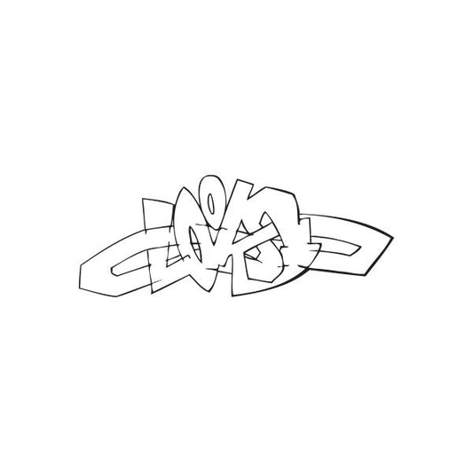 Graffiti decal with abstract black line art and star shapes