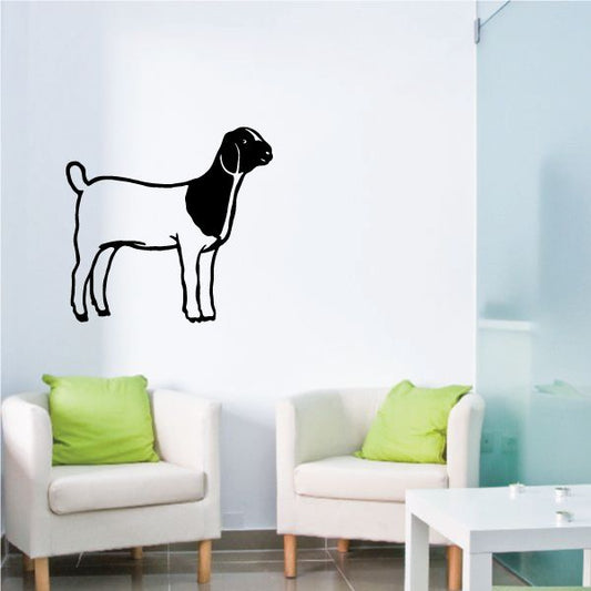 Boer goat wall decal with standing black silhouette