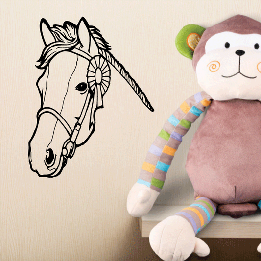 Horse head and bridle wall decal, black line drawing