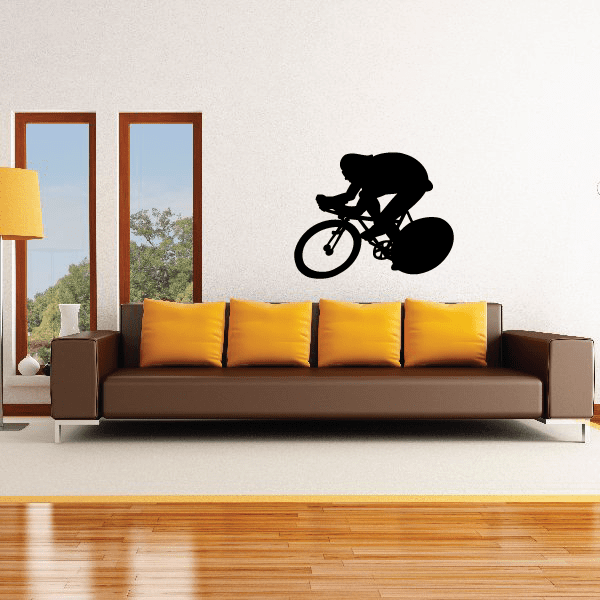 Black cyclist on bicycle wall decal