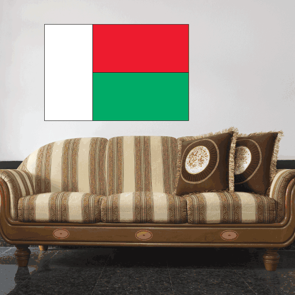 Madagascar flag sticker with white, red, and green rectangular flag design