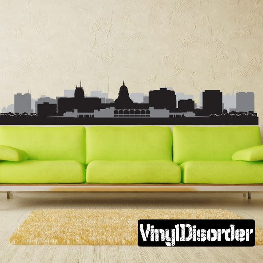 Madison Wisconsin skyline wall decal, black silhouette
