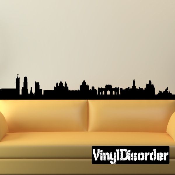 Black Madrid skyline wall decal silhouette