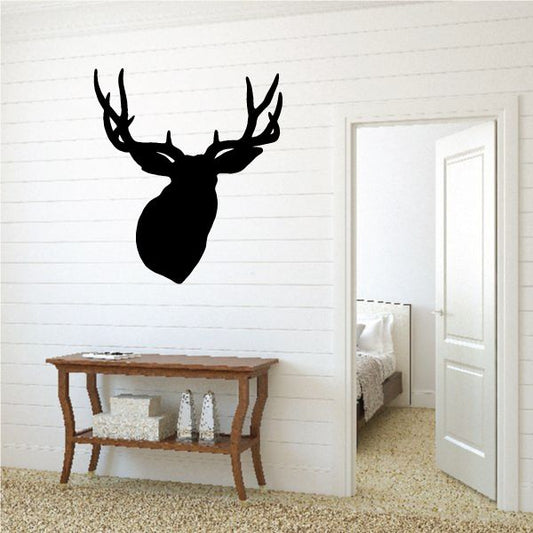 Deer buck antlers wall decal, black silhouette