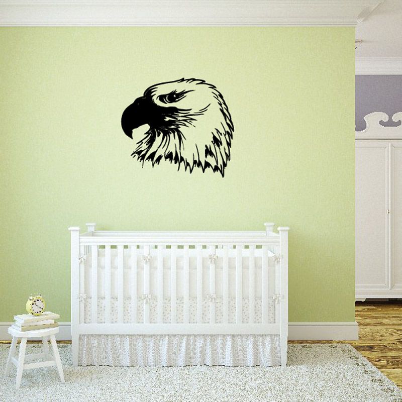 Eagle head wall decal with black and cream graphic