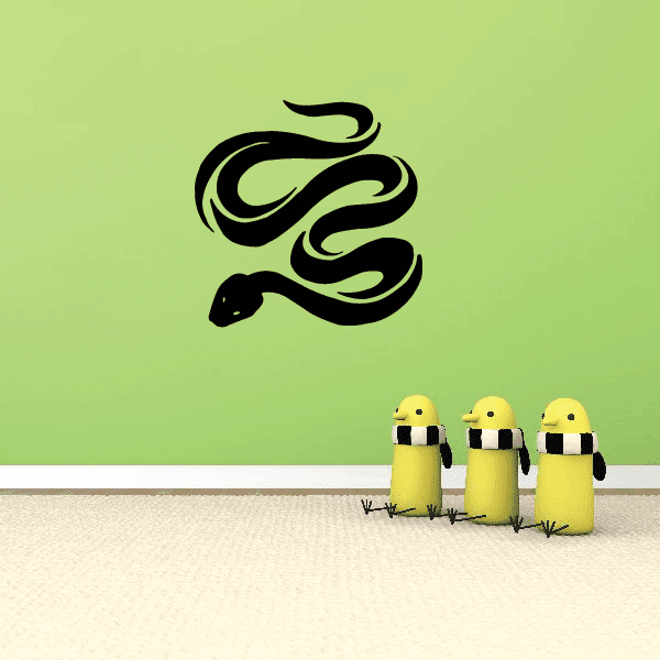 Snake wall decal with stylized black and green snake design
