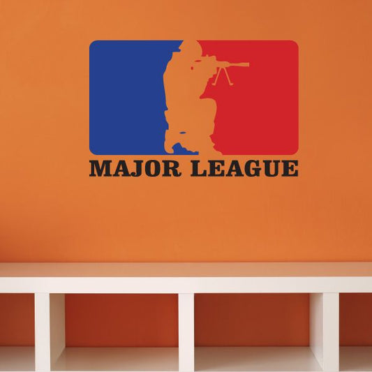 Major League printed die-cut wall decal with blue and red logo and text