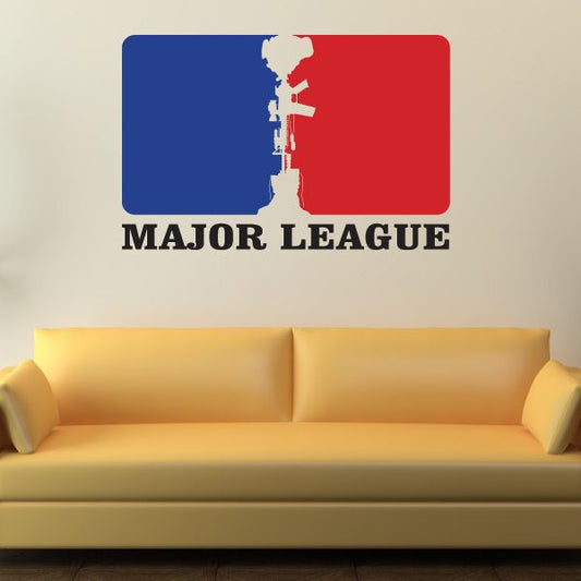 Major League memorial die-cut decal with red, white, and blue flag graphic and text